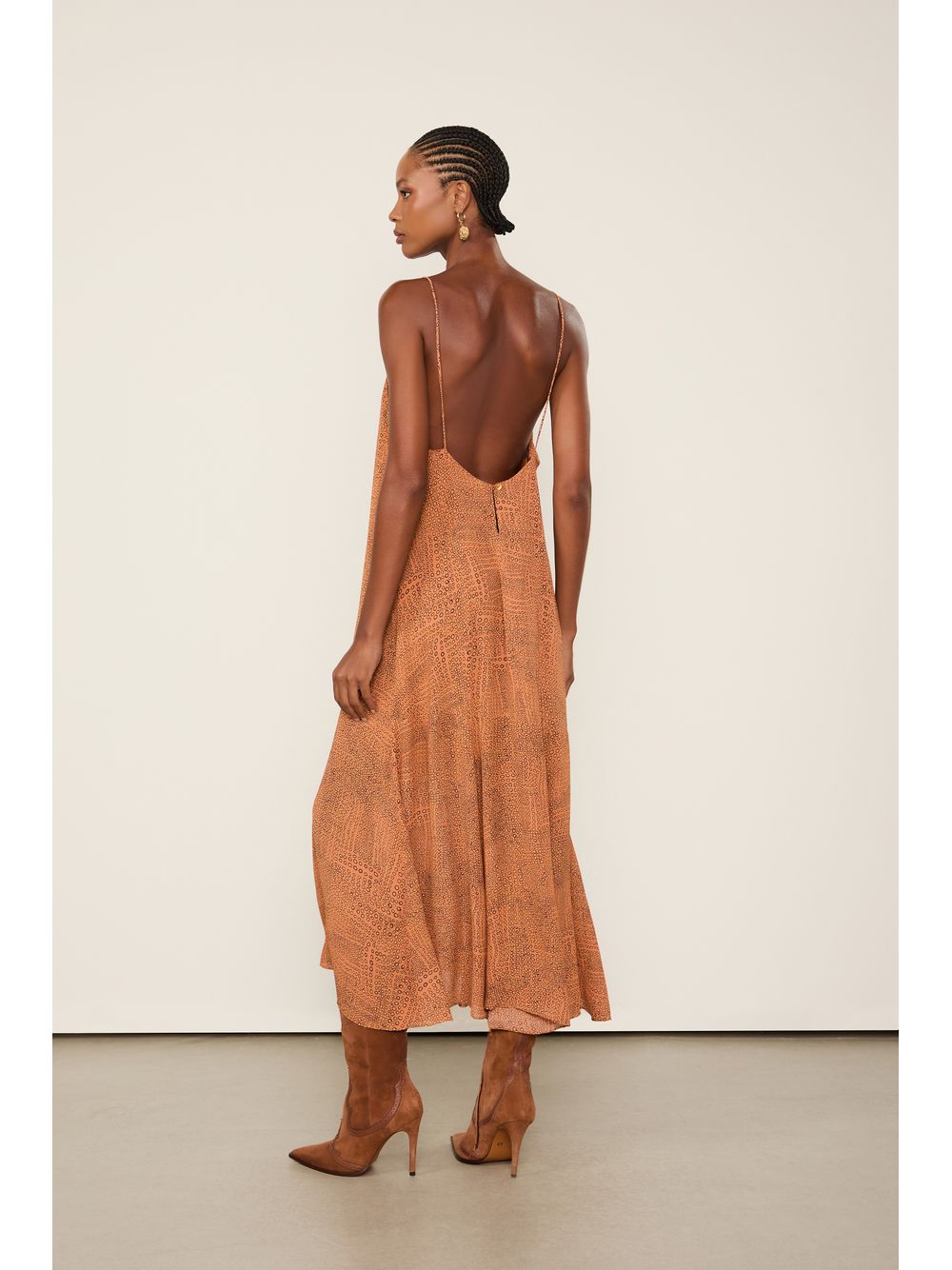 Animale — Vestido De Georgette Midi Estampa Alcinha
