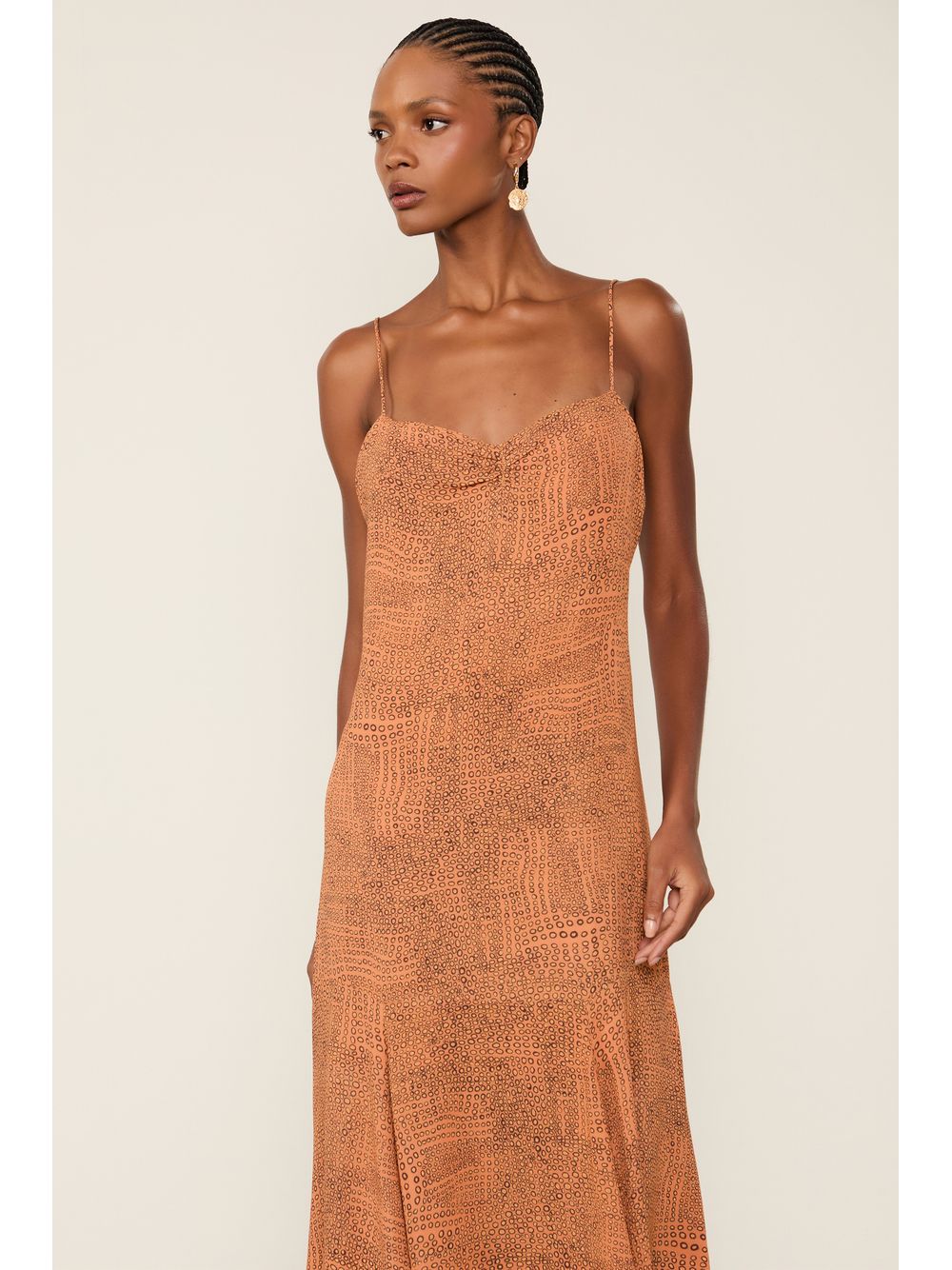 Animale — Vestido De Georgette Midi Estampa Alcinha