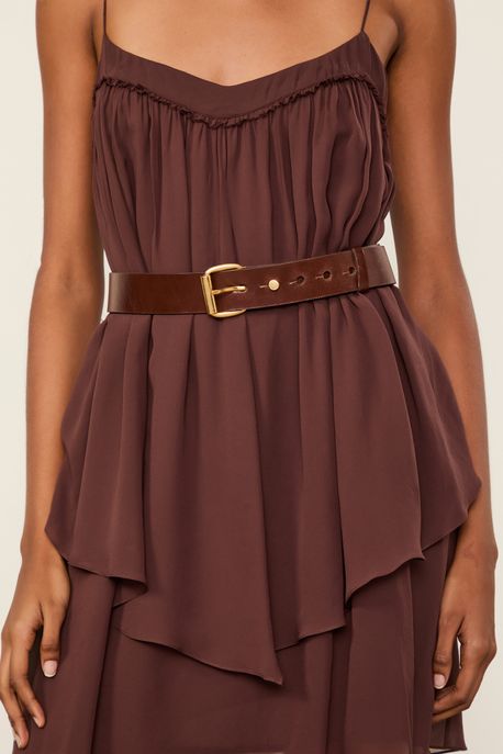 Cinto De Couro Carrapeta Mini Cafe - PP