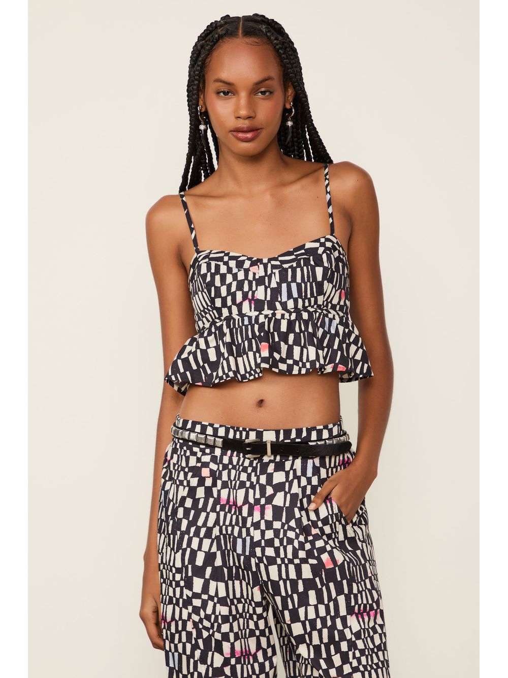 Animale — Topinho De Algodão Peplum Estampado