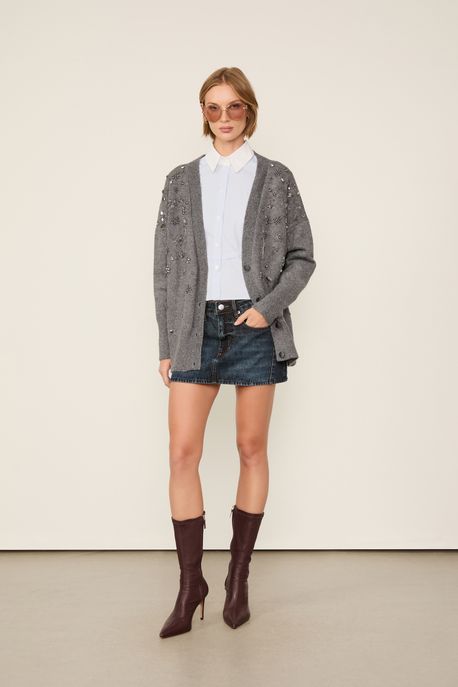 Camisa Cropped De Tricoline Vichy Azul Claro - P