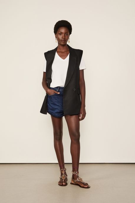 T-Shirt De Algodão Pima Decote v Off White - G