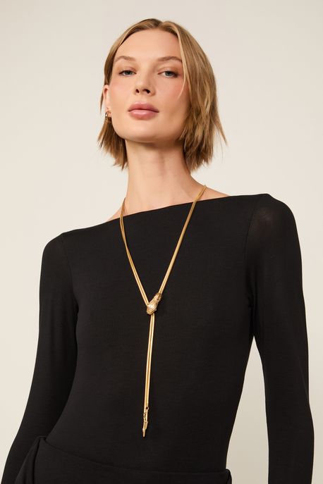 Colar Gravatinha Dourado Cobra Ouro - U