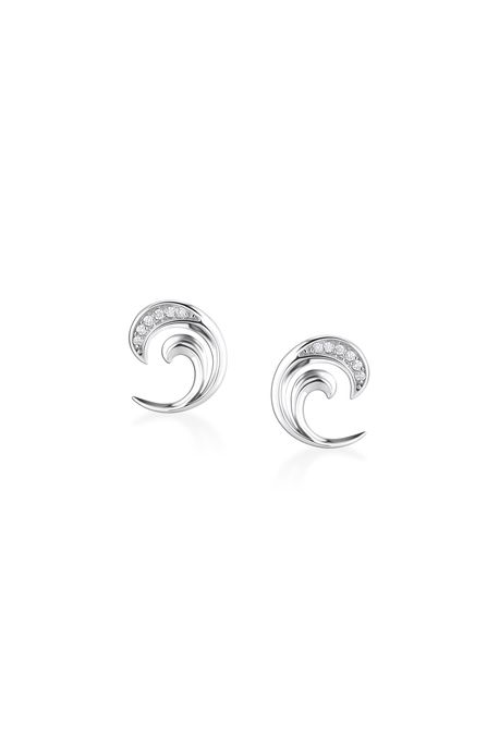 Brinco Ondas Ouro Branco Com Diamantes - U