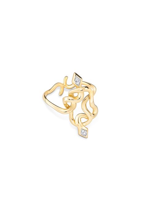 Anel Serpens Ouro Amarelo Com Diamante - 17