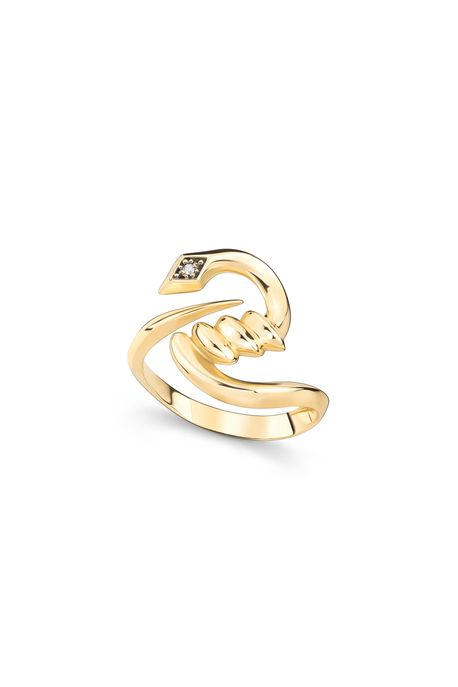 Anel Nod Ouro Amarelo Com Diamante Brown - 17