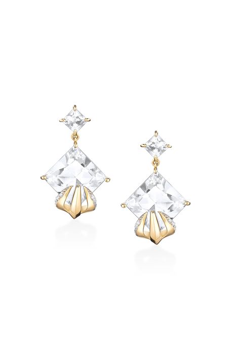 Brinco Claw Trio Ouro Amarelo Com Topázio White / Diamante - U