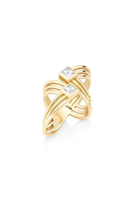 Anel Pier g Ouro Amarelo Com Topázio White - 17
