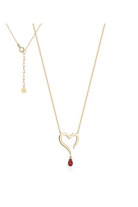 Colar Amour Ouro Amarelo Com Jade Vermelha - U