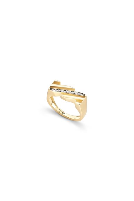 Anel Ares Deque Ouro Amarelo Com Diamante - 17