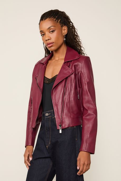 Jaqueta De Couro Perfecto Clássica Vermelho Wig - 40