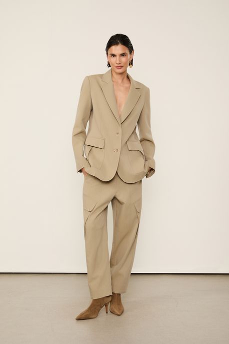 Blazer Bolsos Kaki Caqui - 44