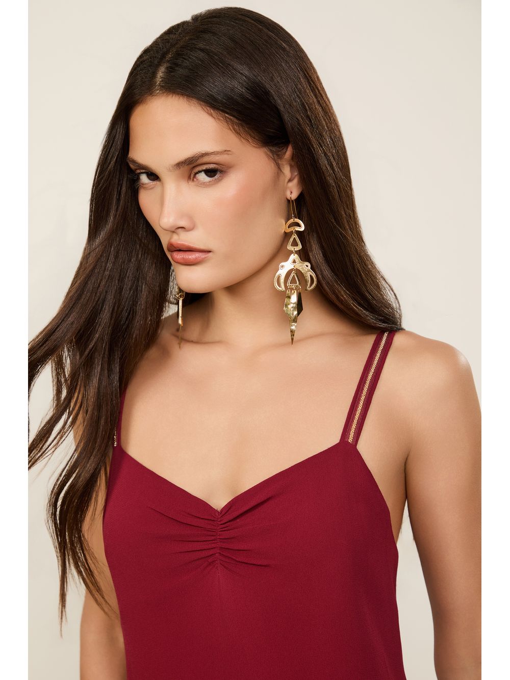 Animale — Slip Dress De Georgette Vermelho Wing Alça Com Detalhe