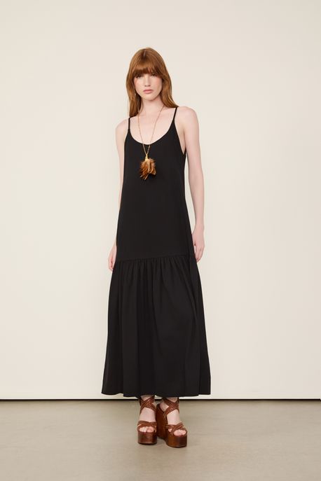 Vestido De Malha Pesada Com Bolsos Preto Preto - PP