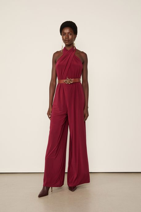 Macacão Jersey Amplo Busto Cruzado Vermelho Wing - M