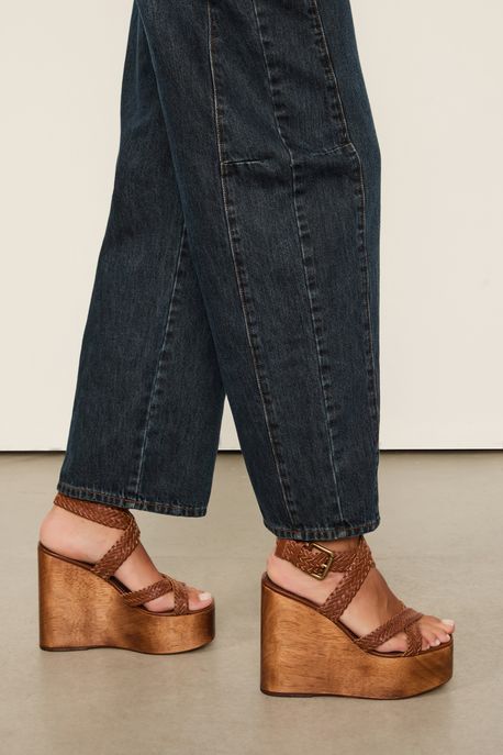 Anabela De Couro Tresset Bicolor Caramelo - 37