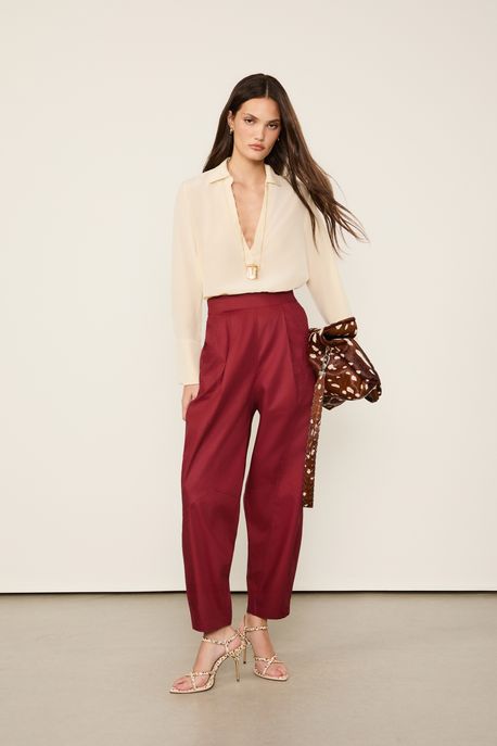 Calça De Algodão Recortes Vermelha Vermelho Wing - 34