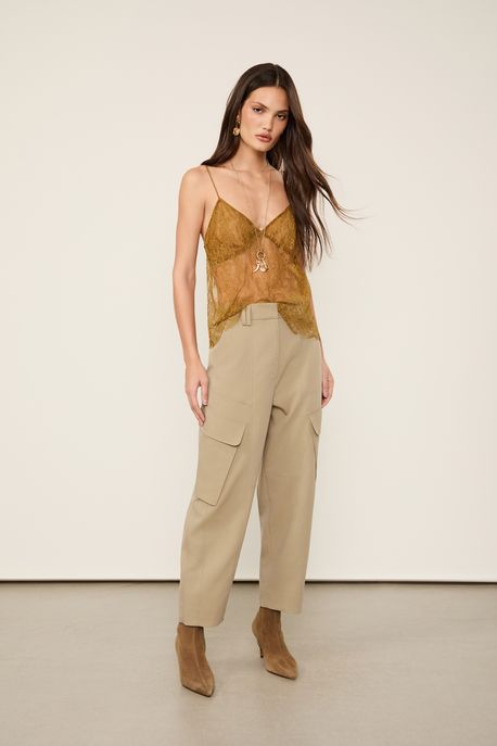 Calça Bolsos Kaki Caqui - 40