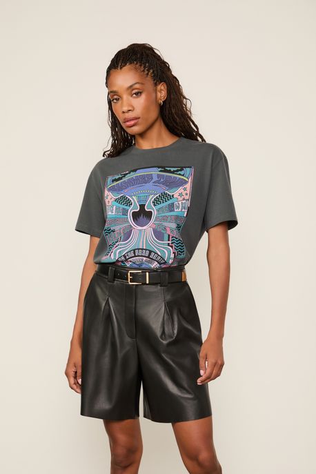 T-Shirt De Malha Fun Summer Tour Preta Preto - P