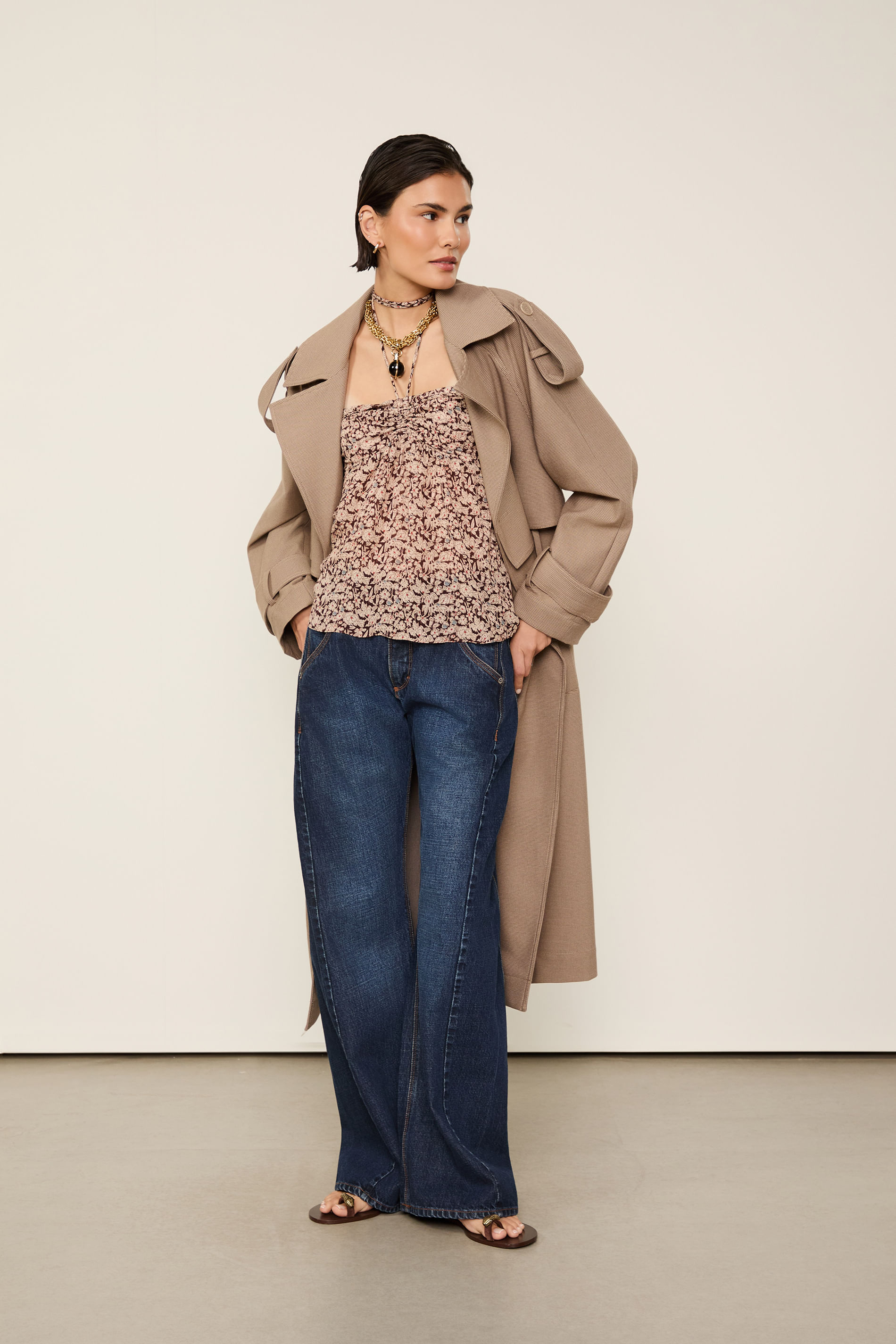 Top De Georgette Estampado Amarração