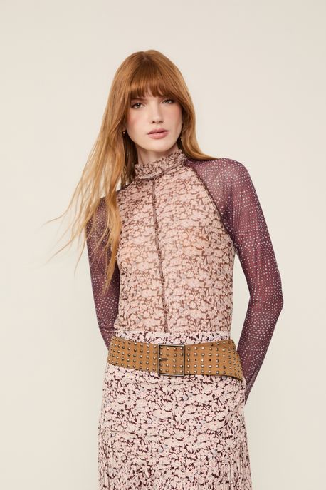 Blusa De Tule Gola Alta Alta Liberty Est Liberty Chelsea Color - G