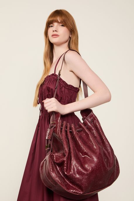 Shopping Bag De Couro Snake Vinho - U
