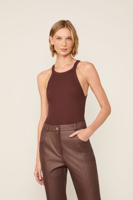 Regata De Rib Basic Marrom Dries - G