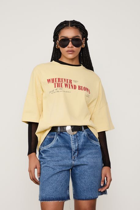 Bermuda Jeans Long Rise Barra a Fio Jeans Medio - 44