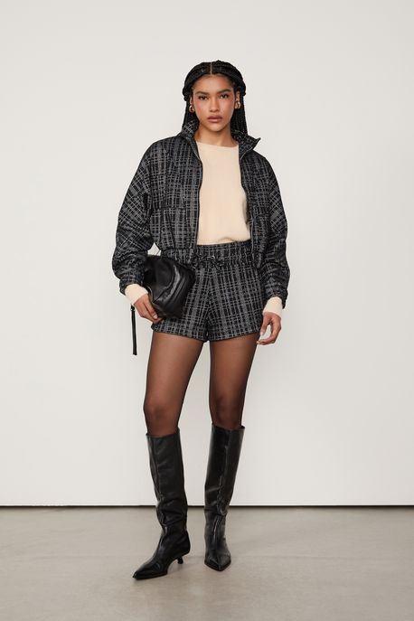 Short De Malha Texturizada Preto - M