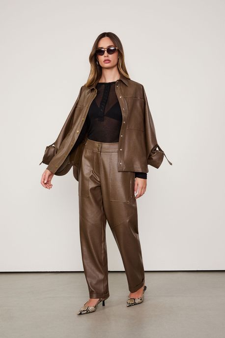 Calça Bolsos Externos Com Rebite Verde Marche - P