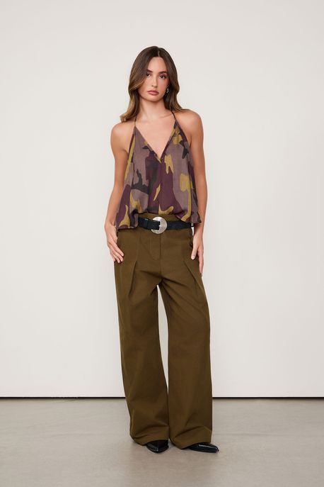 Calça De Alfaiataria Com Ajustes Verde Marche - G