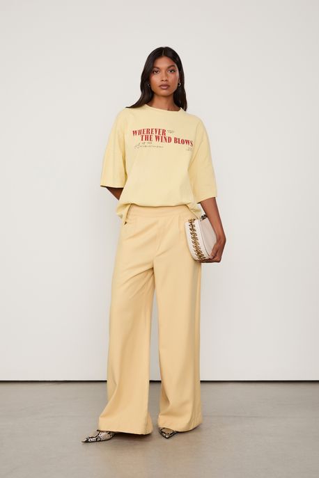 Calça Pantalona Cós Largo Amarelo Jojoba - P