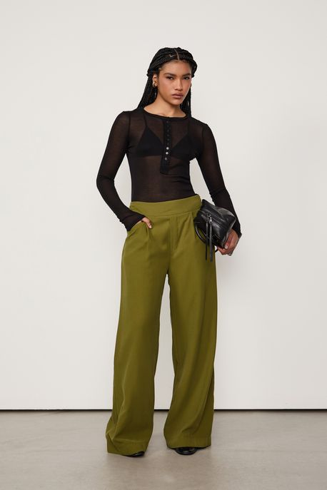 Calça Pantalona Cós Largo Verde Abacate - M