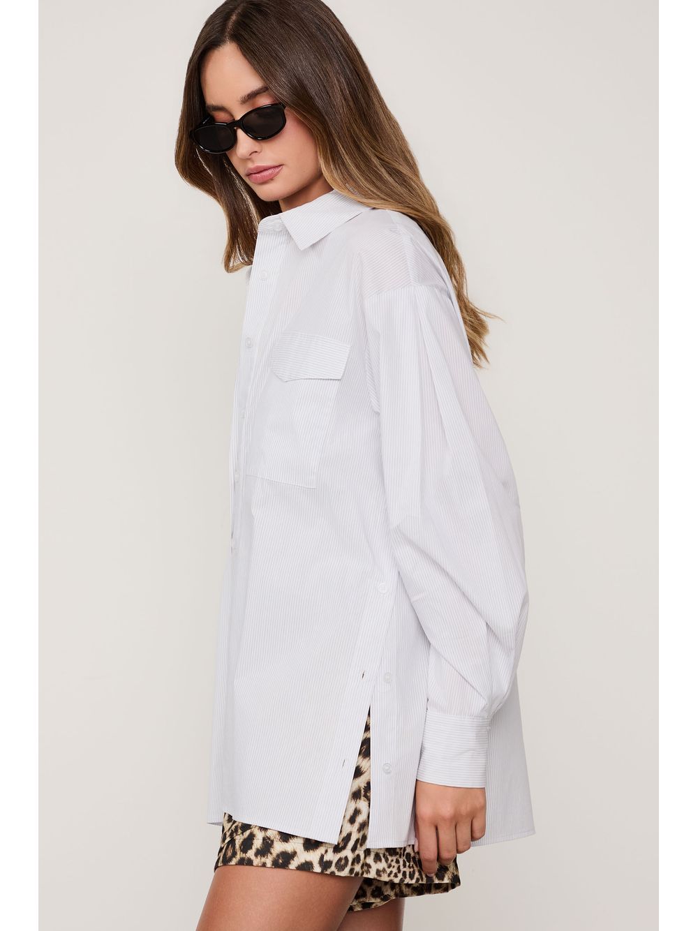 Animale — Camisa De Algodão Listrada Com Bolsos