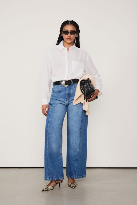 Camisa Básica Com Bolso Branco - M