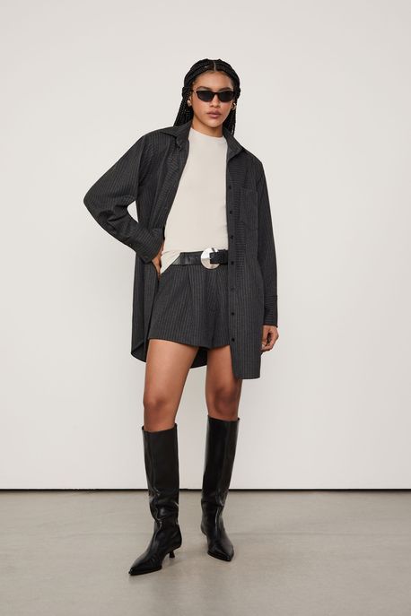 Blusa De Tricot Decote Redondo Cinza Lua - M