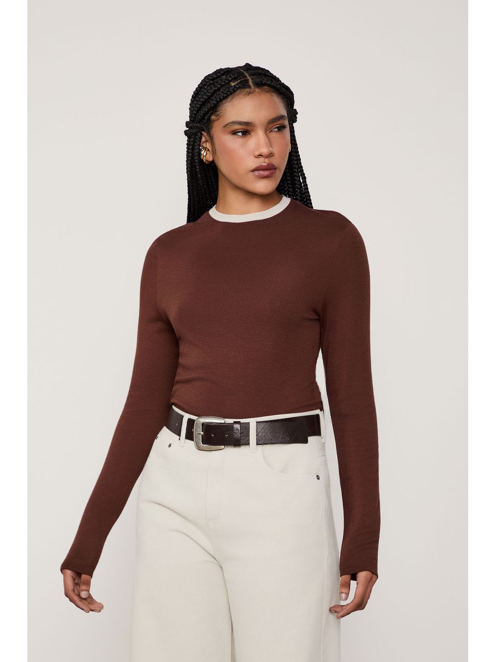 Animale — Blusa De Malha Básica Manga Longa