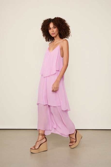 Vestido Longo Fluido Rosa Petala - 38
