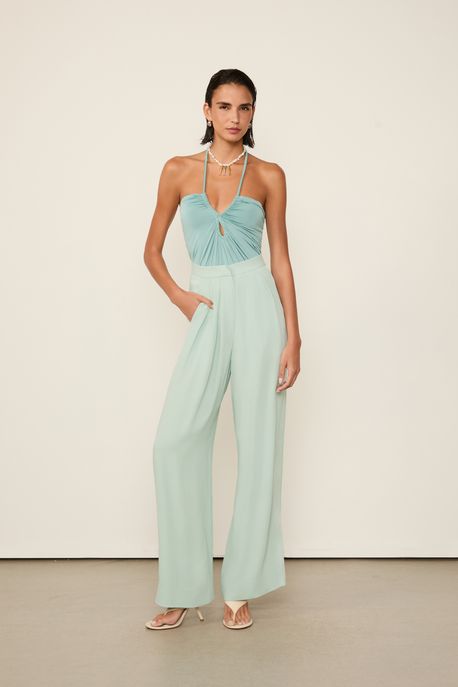 Calca Pantalona Alfaiataria Crepe Smp Verde Exotique - 42