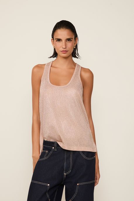 Regata Malha Lurex Rajado Smp Rosa Strawberry - PP