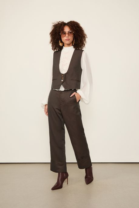 Calça Barra Virada Marrom Dries Marrom Dries - 42