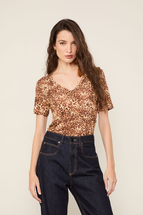 Tee Decote v Manga Curta Est Liberty Onca Color - PP