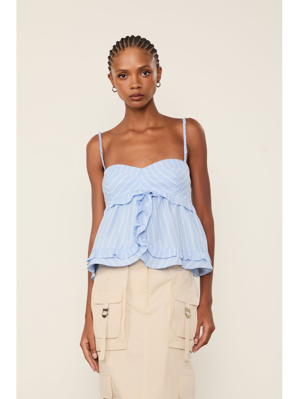Animale — Blusa De Tricoline Listras Azul