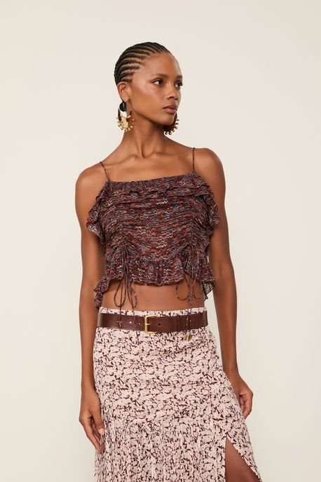 Top De Georgette Corset Estampado Est Fig Fly Color - 38