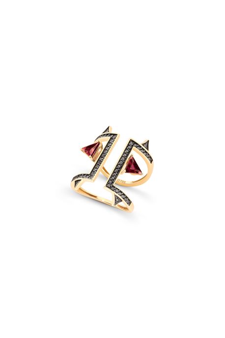 Anel Spina Duo Gemas Ouro Amarelo - 17