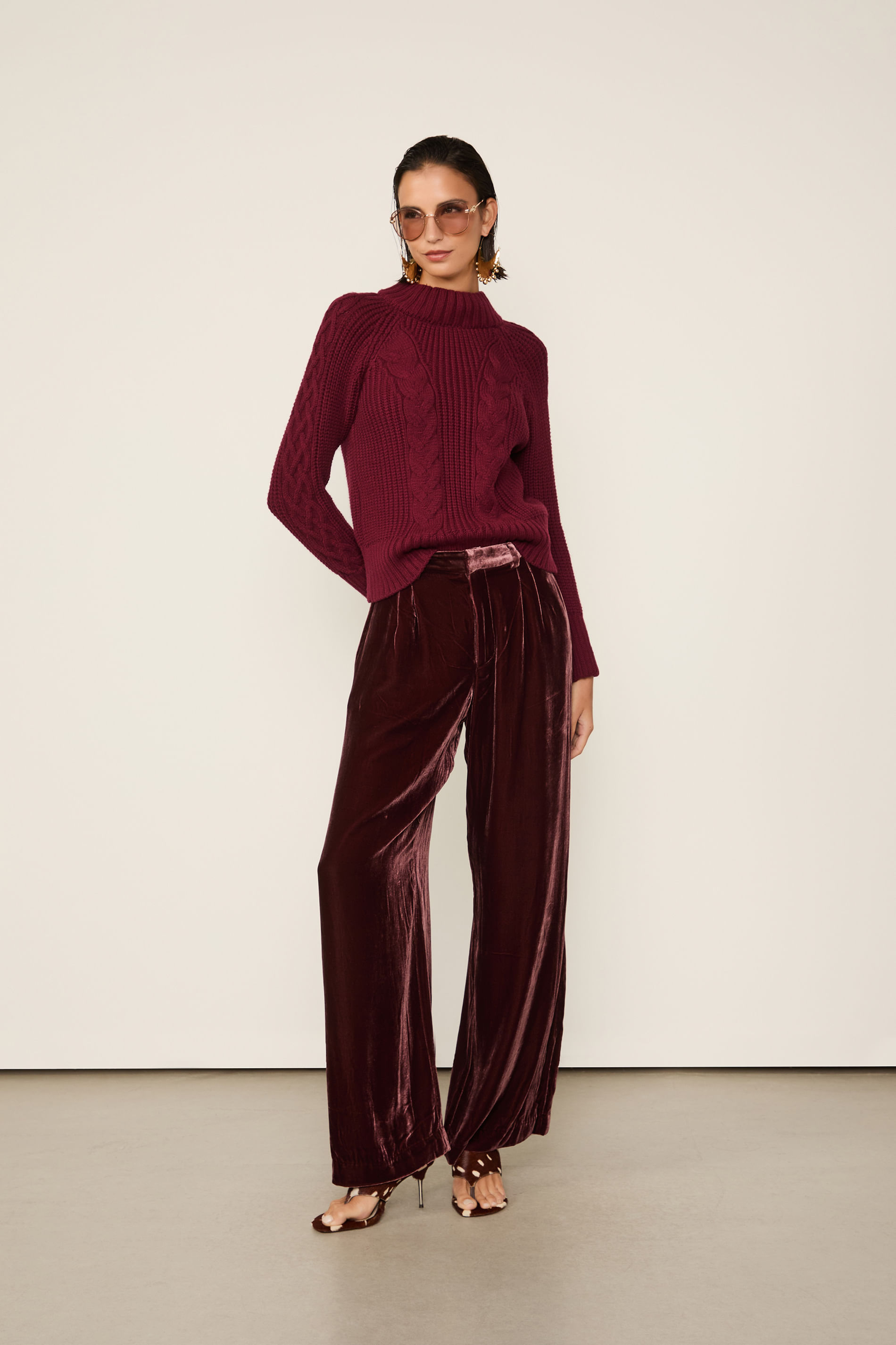 Blusão De Tricot Pull Com Detalhe Ponto Trança