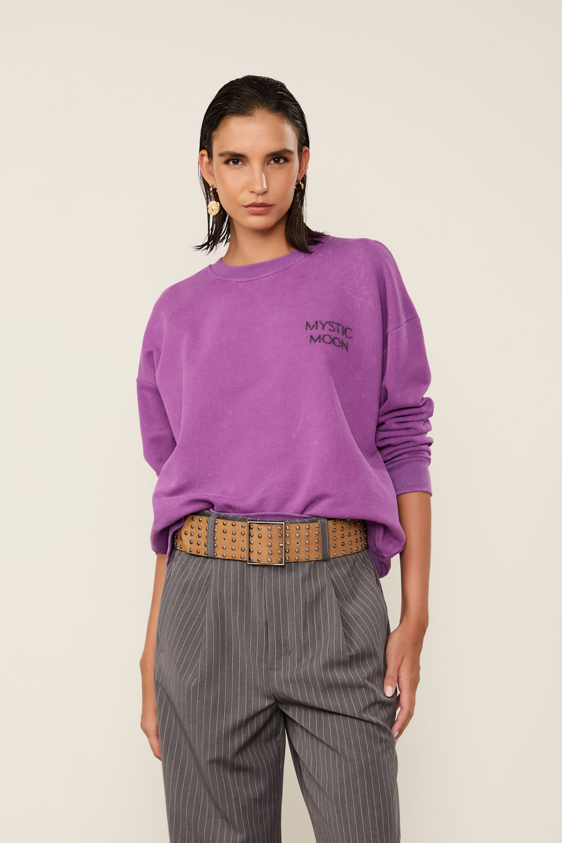 Casaco De Moletom Com Silk 3d Roxo