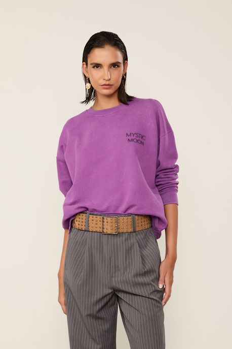 Casaco De Moletom Com Silk 3d Roxo Roxo Paisley - M