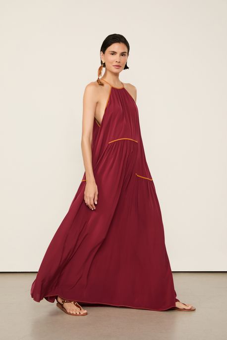 Vestido Midi Bicolor Vermelho Vermelho / Laranja Sun / Rosa Kiss - 44