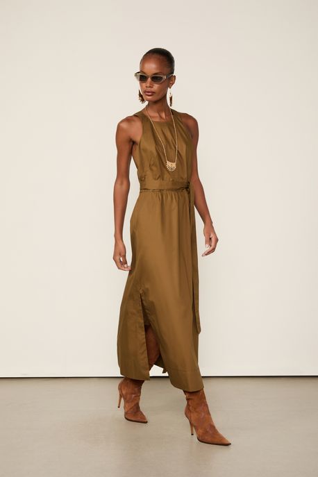 Vestido De Algodão Frente Única Verde Verde Marche - 44